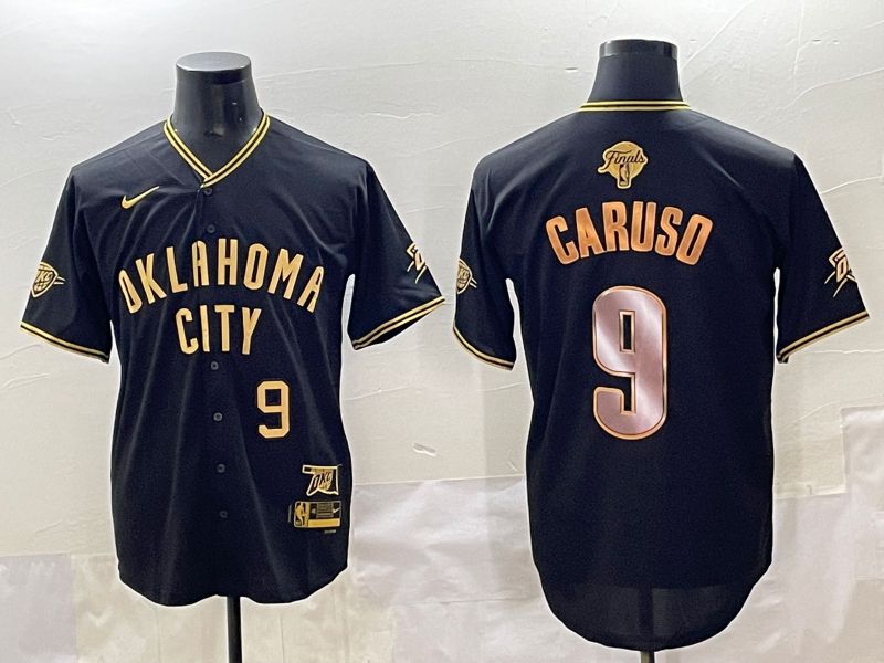 Men 2025 Oklahoma City Thunder #9 Caruso Black Gold Nike Joint Name NBA Jersey style 24->oklahoma city thunder->NBA Jersey